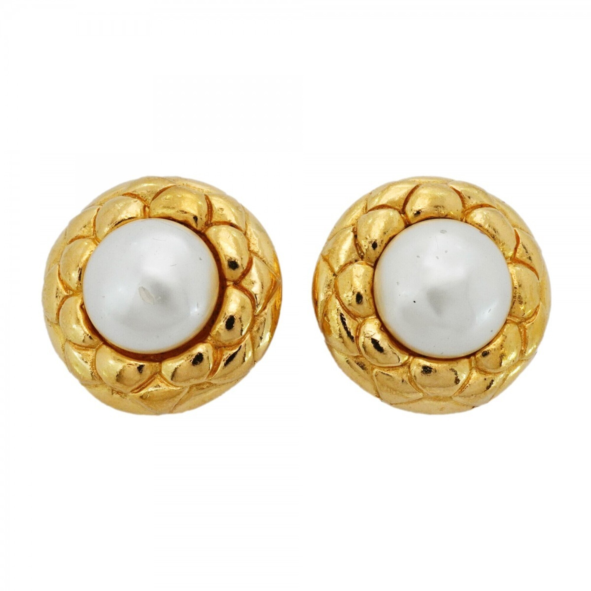 Chanel Earrings Gp Plated Faux Pearl Gold Womens 458$